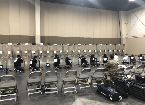 Waimea HS, HI's Army JROTC in kneeling position shooting sporter